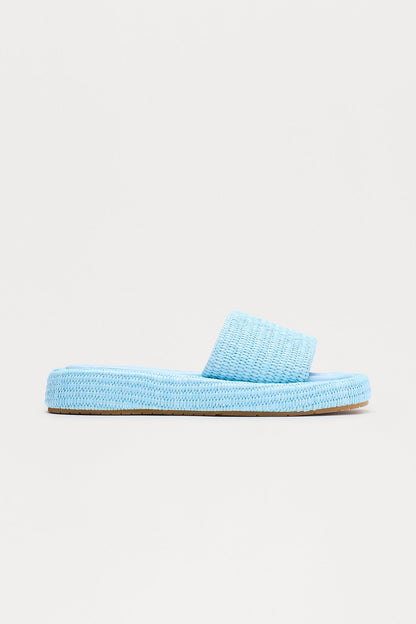 Golden Coast Raffia Sandals - Blue
