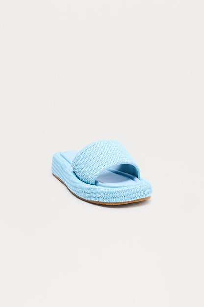 Golden Coast Raffia Sandals - Blue