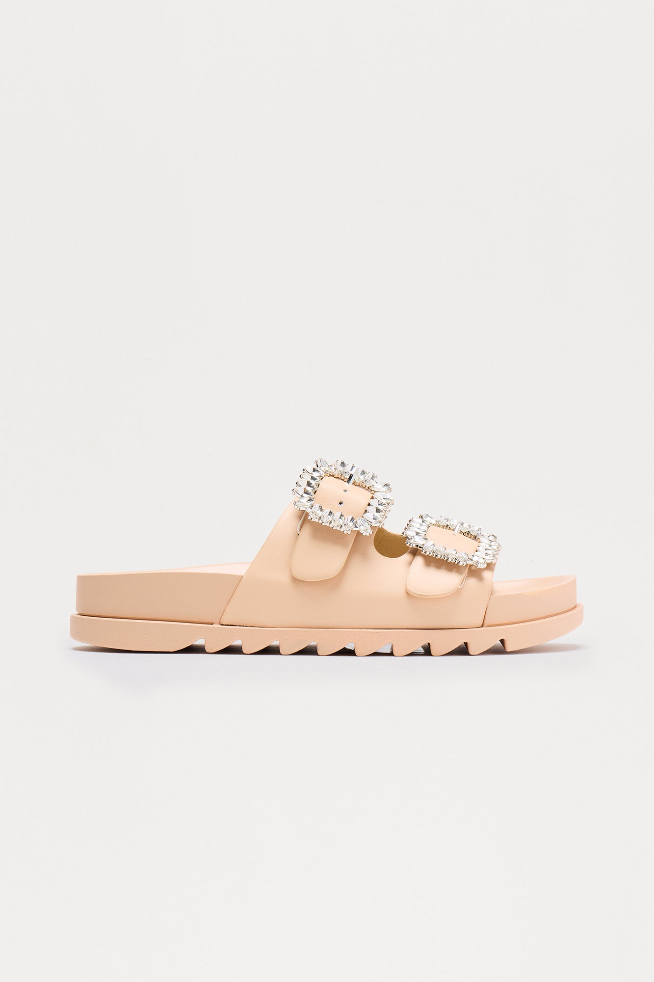 Vaughn Embellished Buckle Sandals - Nude