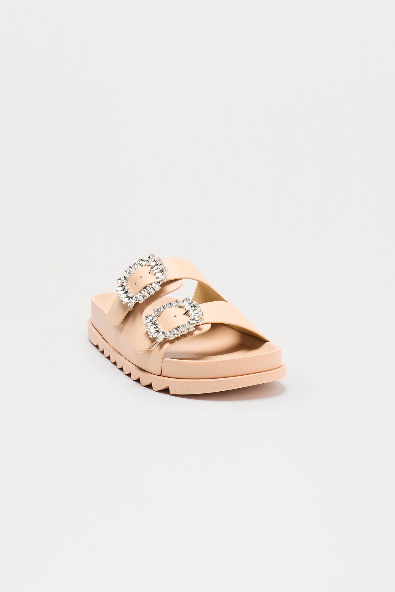 Vaughn Embellished Buckle Sandals - Nude