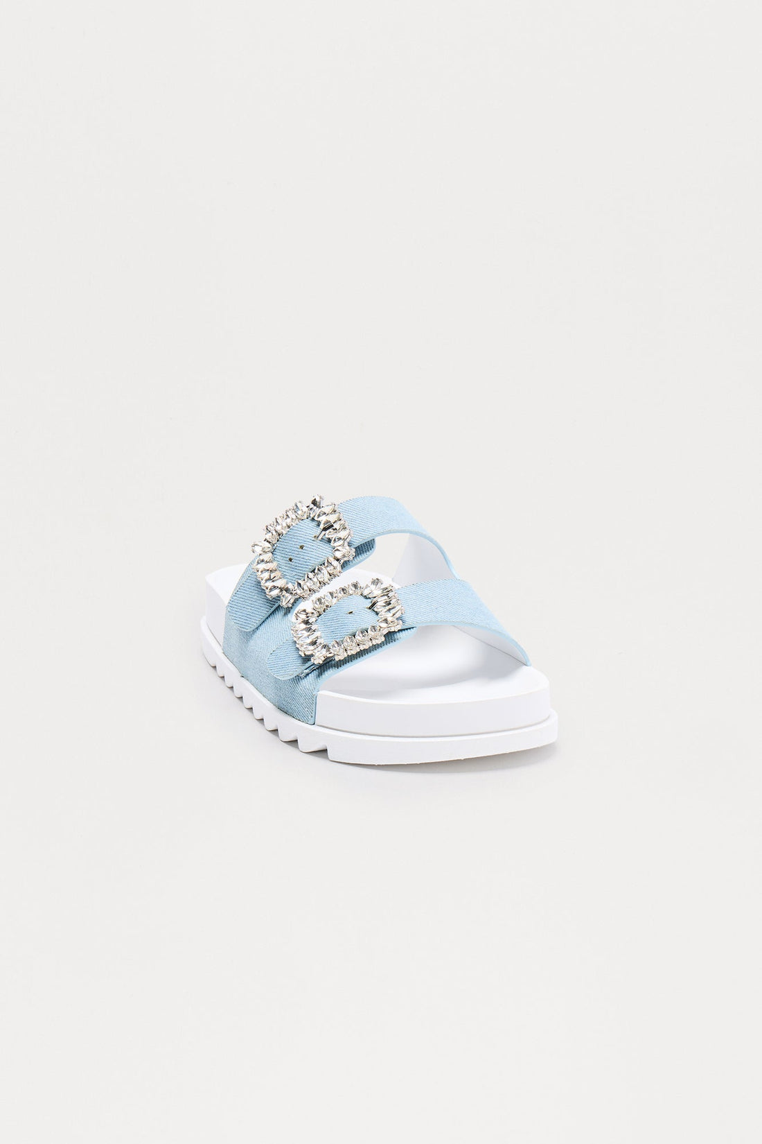 Vaughn Embellished Buckle Sandals - Denim