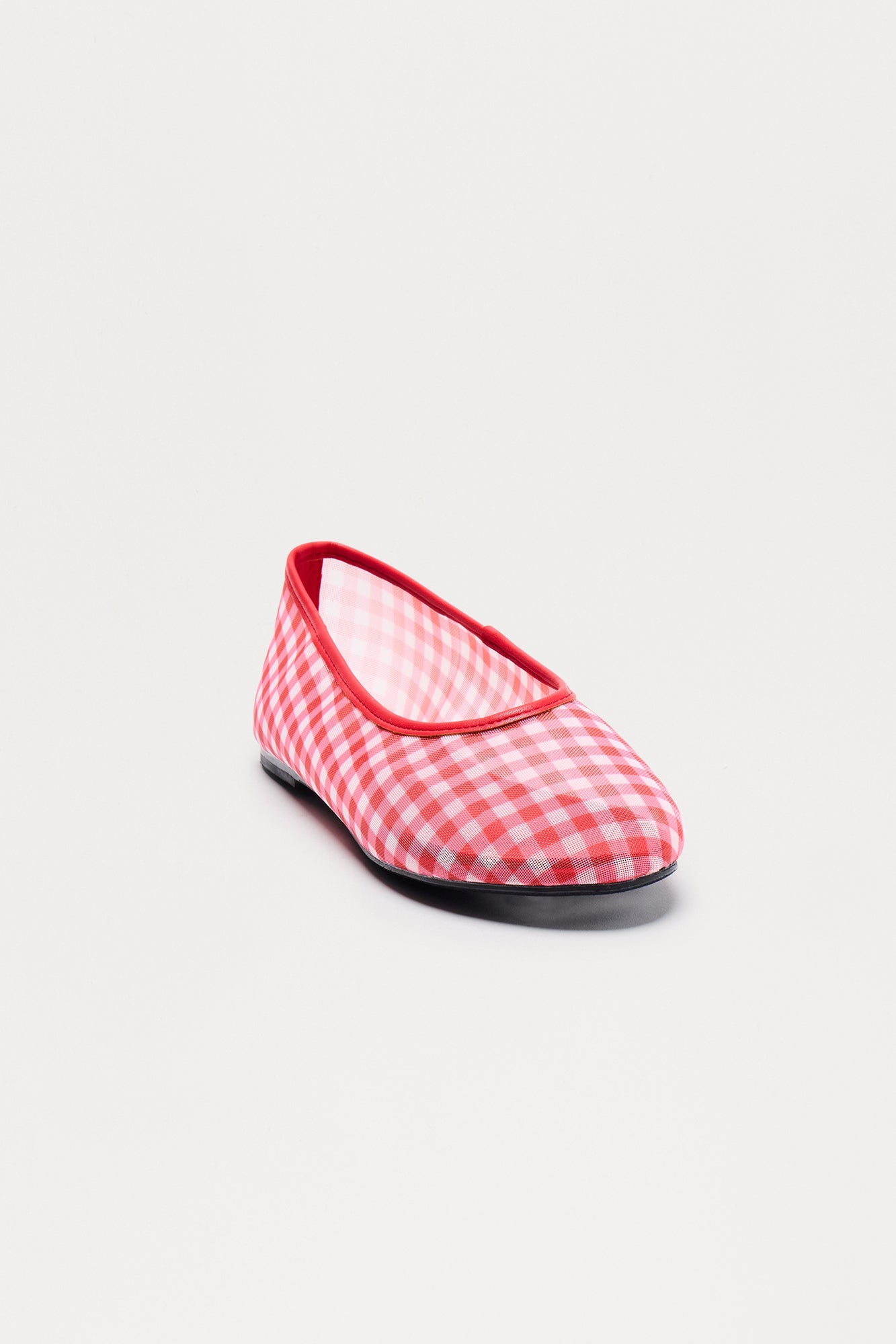 Kora Gingham Mesh Ballet Flats - Red/combo