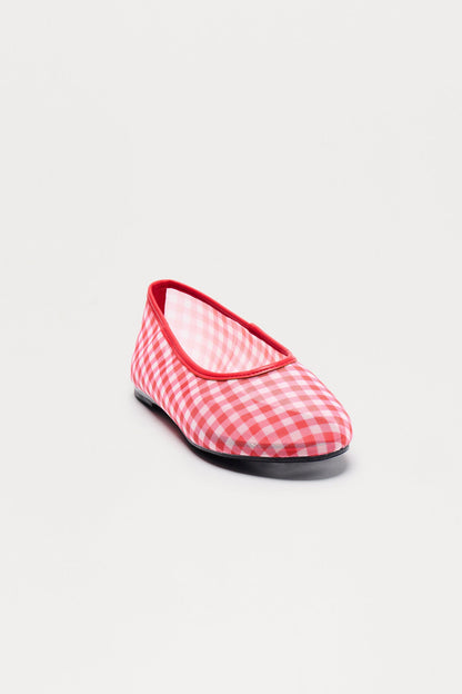 Kora Gingham Mesh Ballet Flats - Red/combo