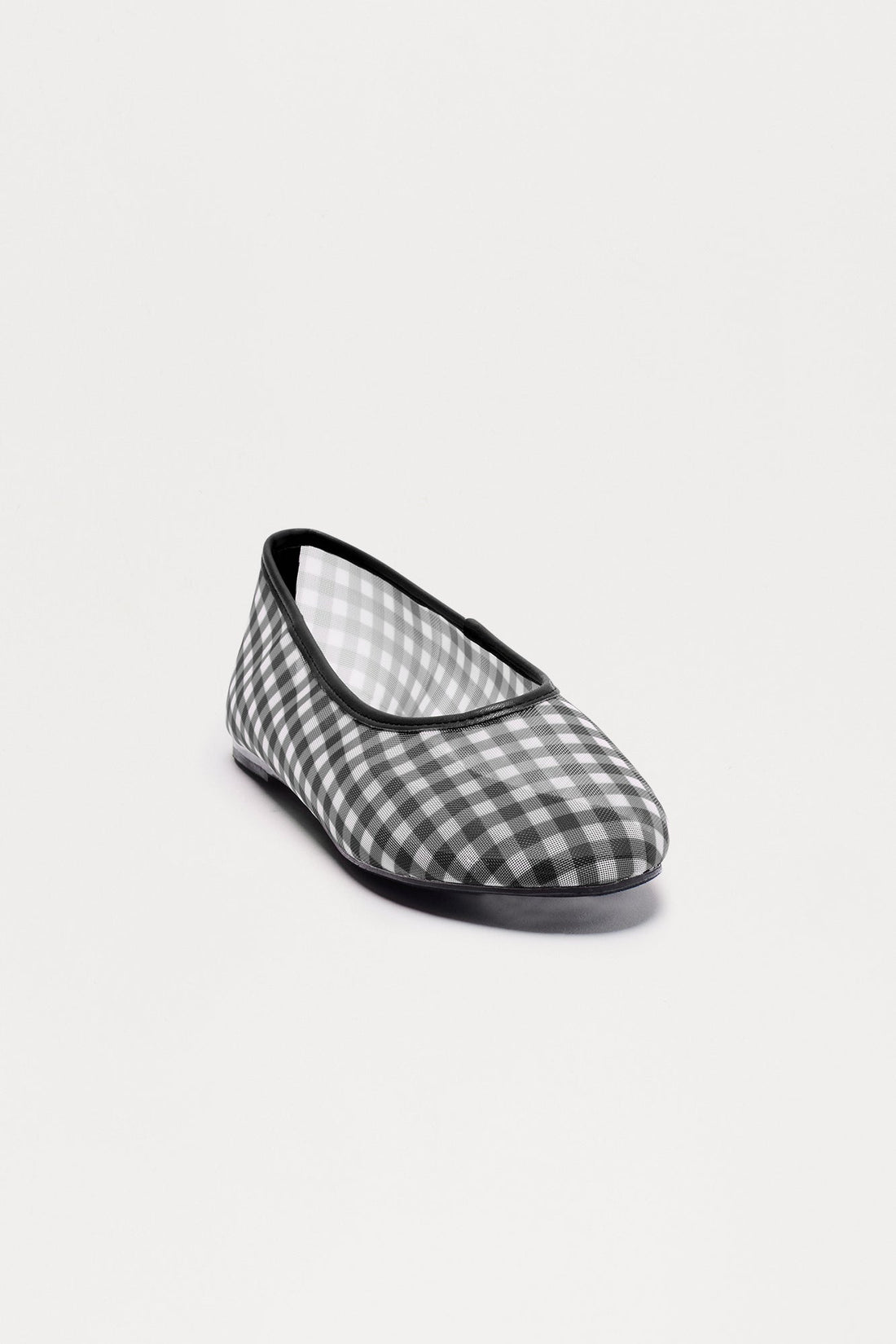 Kora Gingham Mesh Ballet Flats - Black/combo