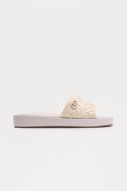 Sage Woven Slip On Sandals - White