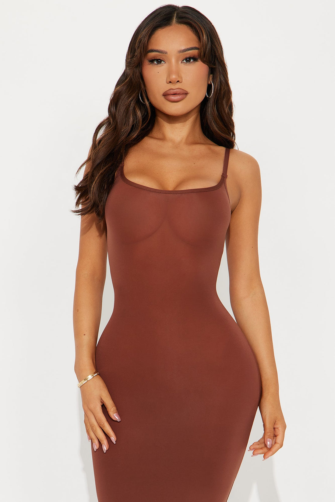 Light As A Feather Microfiber Maxi Slip Gown - Chocolate