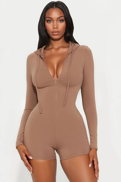 Luna Zip Up Romper - Taupe