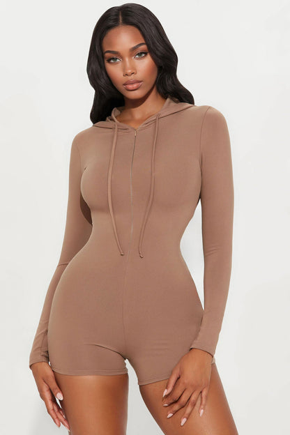 Luna Zip Up Romper - Taupe