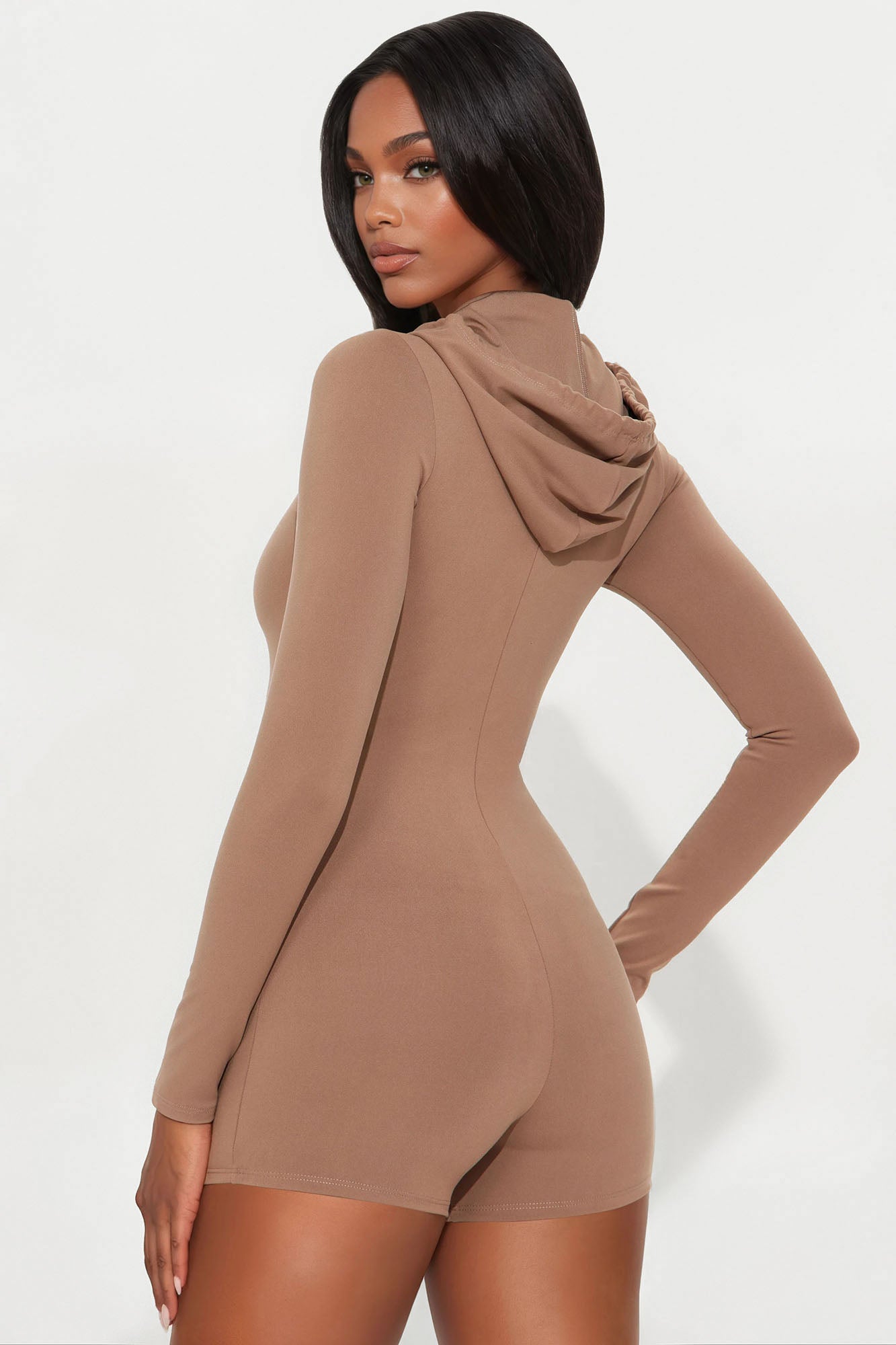 Luna Zip Up Romper - Taupe
