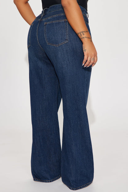 See What I Mean Wide Leg Jeans - Dark Wash