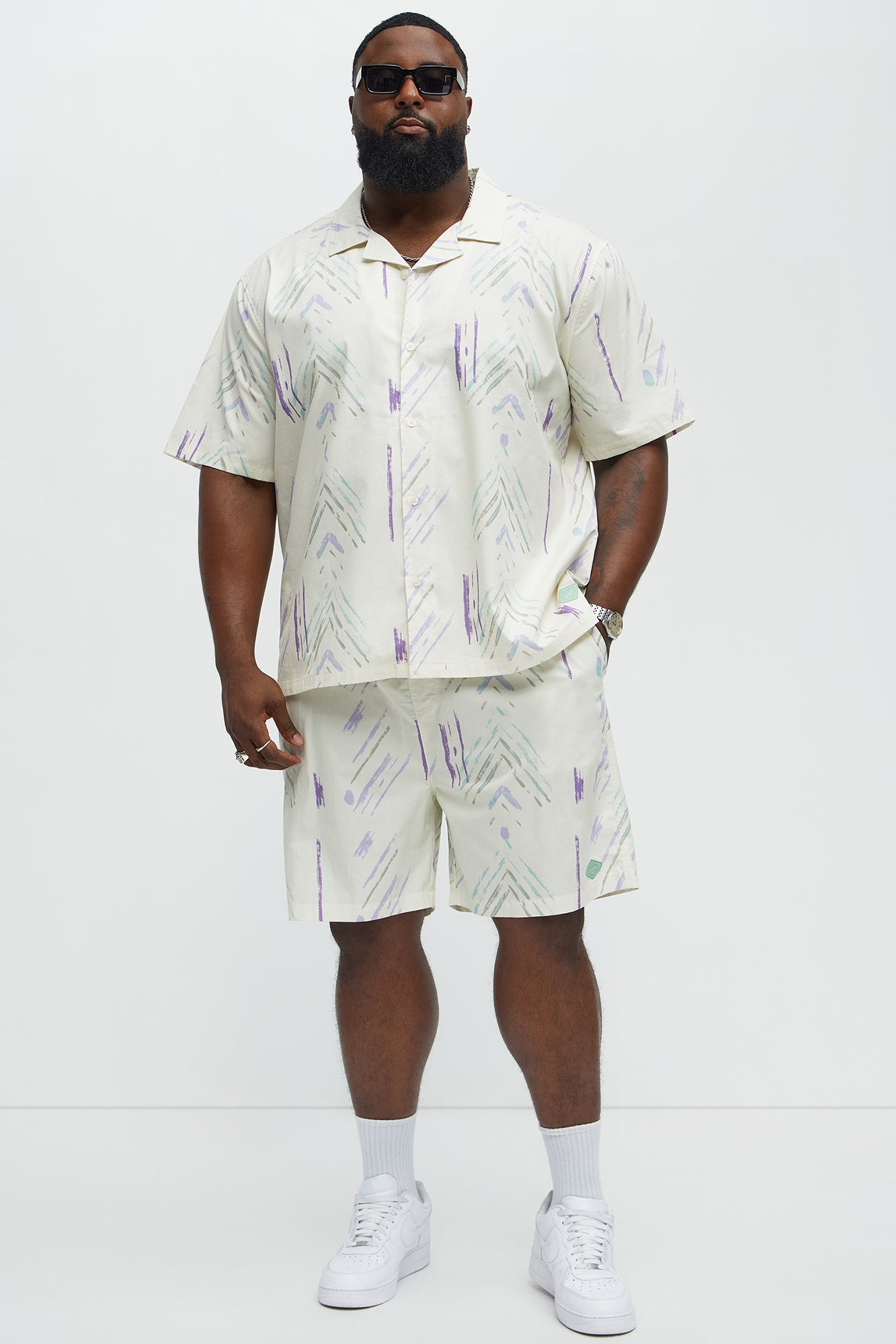Strokes Poplin Relaxed Shorts - Cream