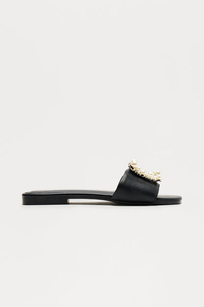 Winnie Pearl Slip On Sandals - Black