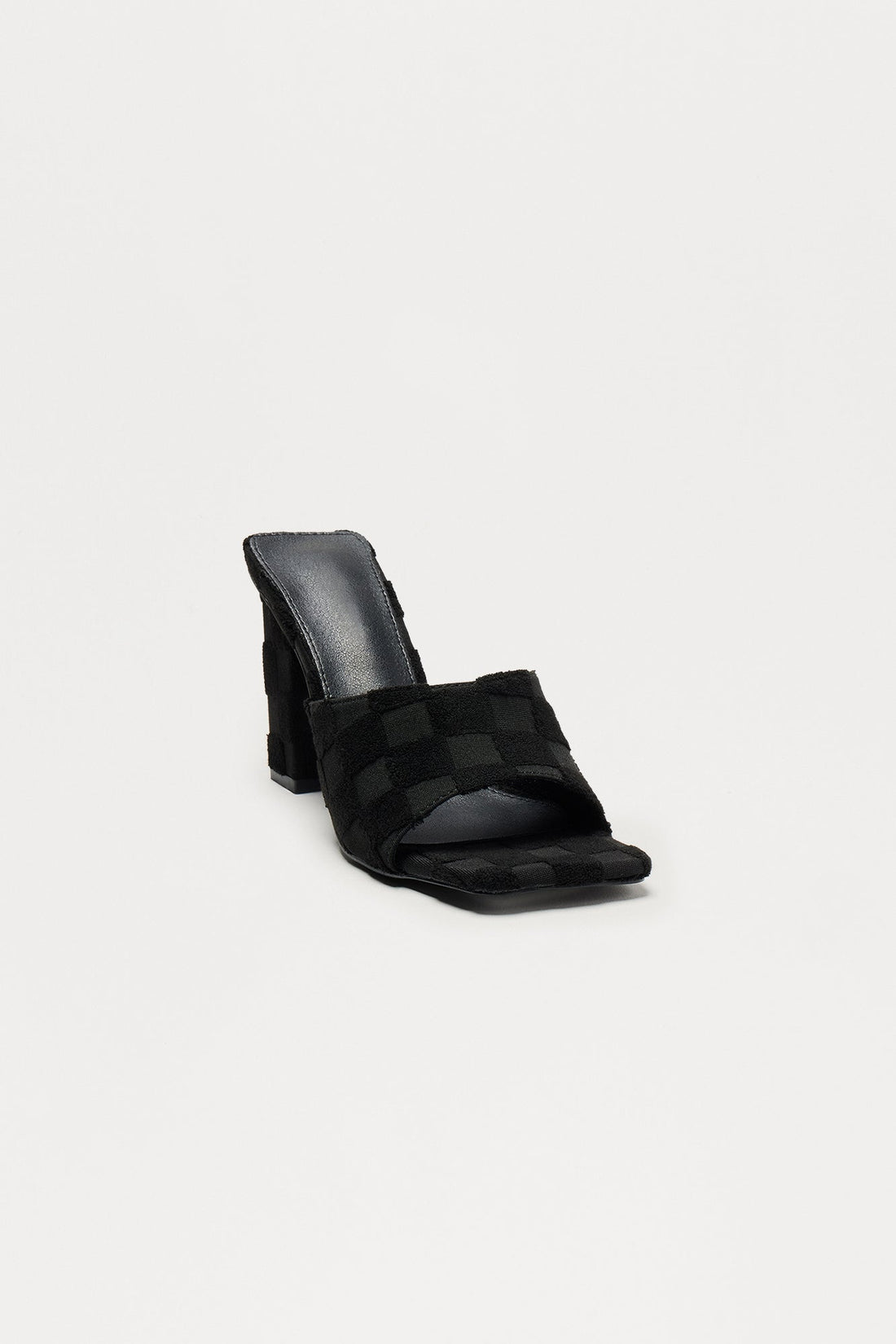 Delaney Checkered Mules - Black