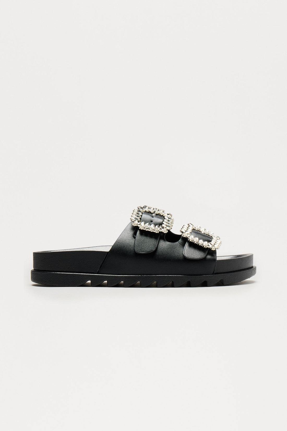 Vaughn Embellished Buckle Sandals - Black
