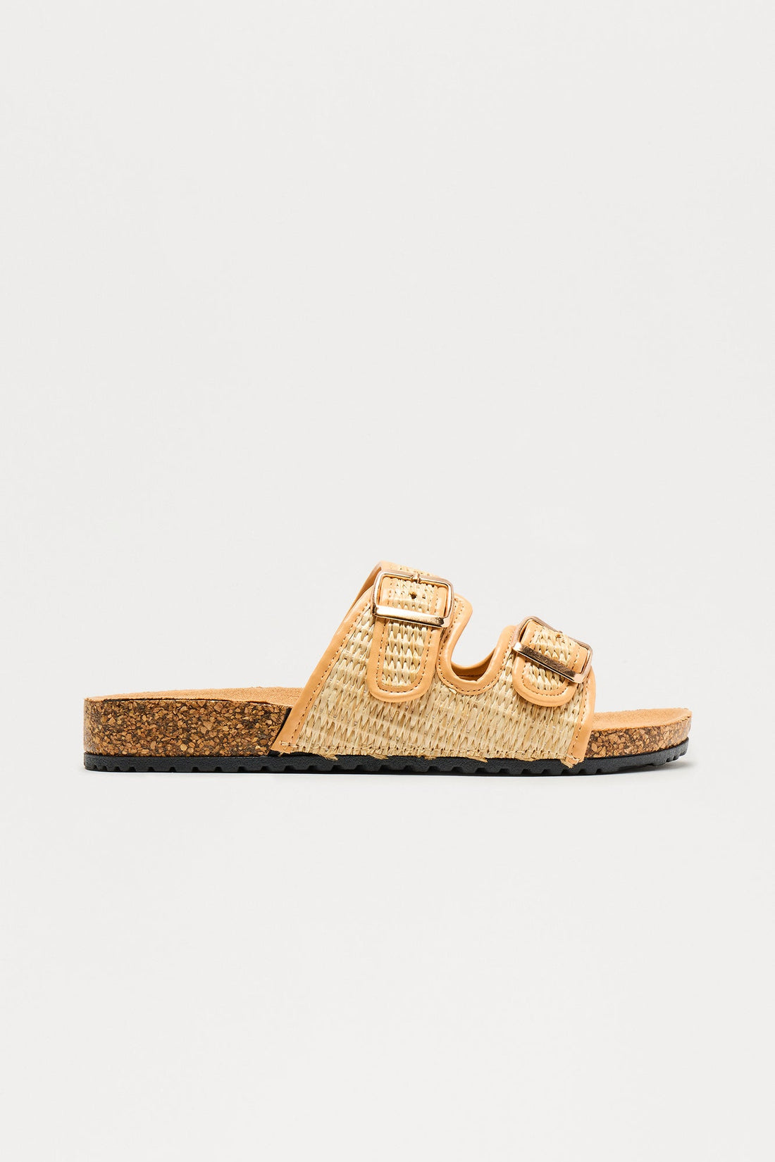 Flounder Raffia Buckle Sandals - Natural