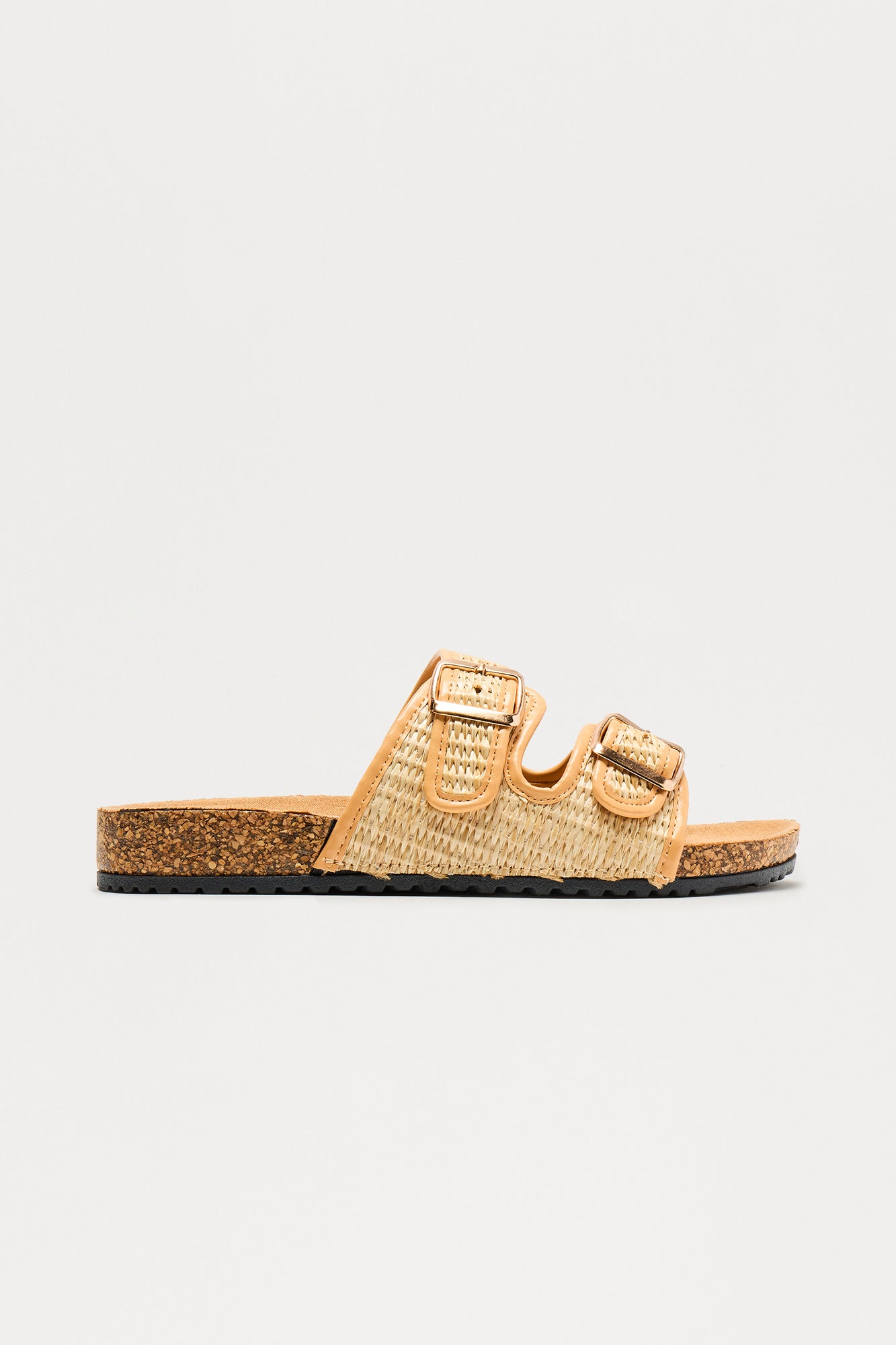 Flounder Raffia Buckle Sandals - Natural