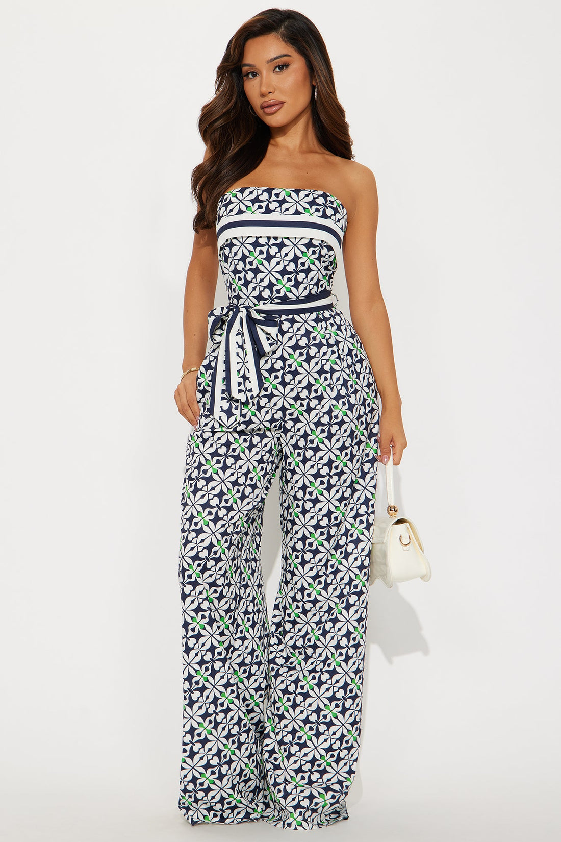 Lisbon Layover Satin Jumpsuit - Navy/combo