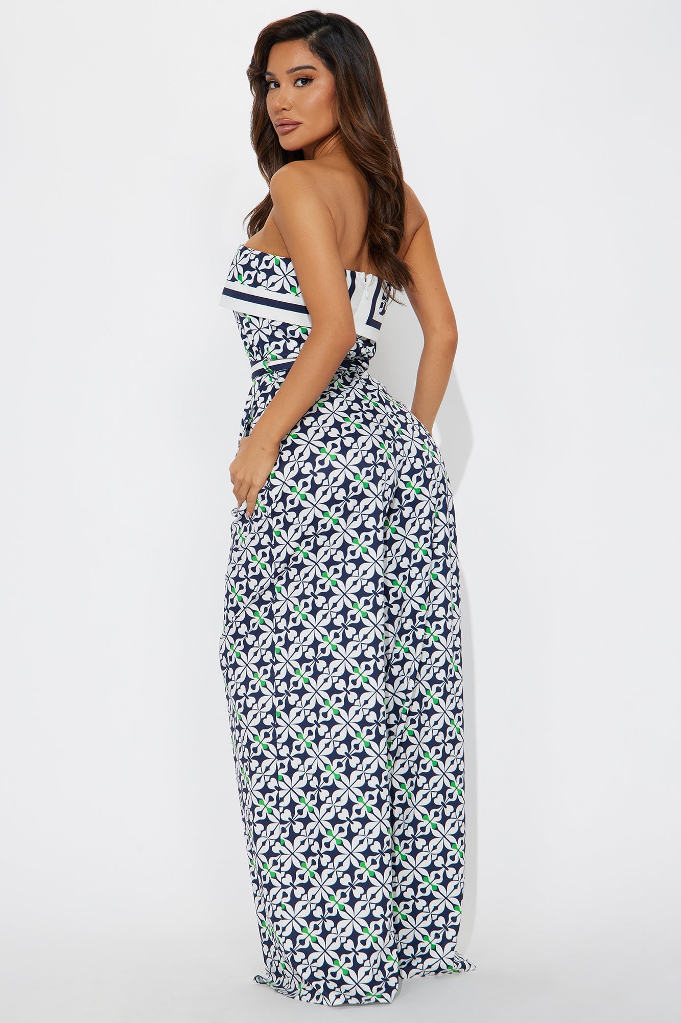 Lisbon Layover Satin Jumpsuit - Navy/combo