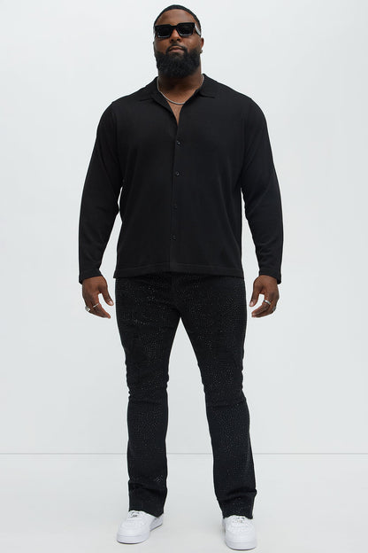 Stacked Skinny Flare On My Bling Distressed Jeans - Black