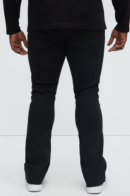Stacked Skinny Flare On My Bling Distressed Jeans - Black