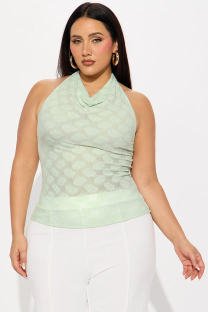 Norah High Neck Halter Top - Sage