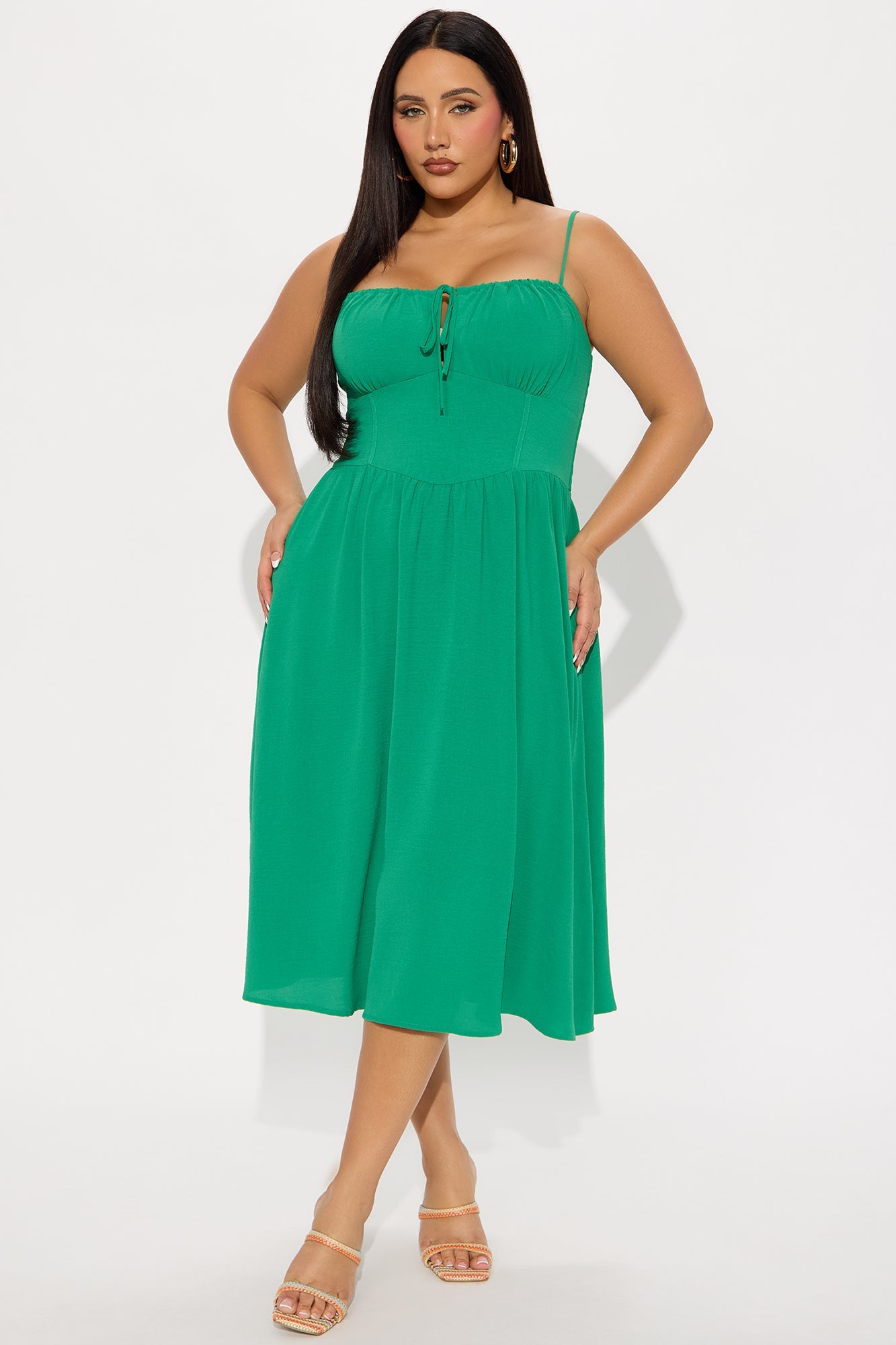 Lily Corset Midi Dress - Kelly Green
