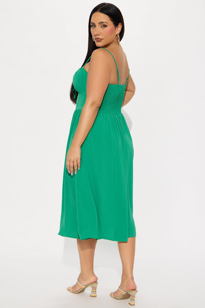 Lily Corset Midi Dress - Kelly Green