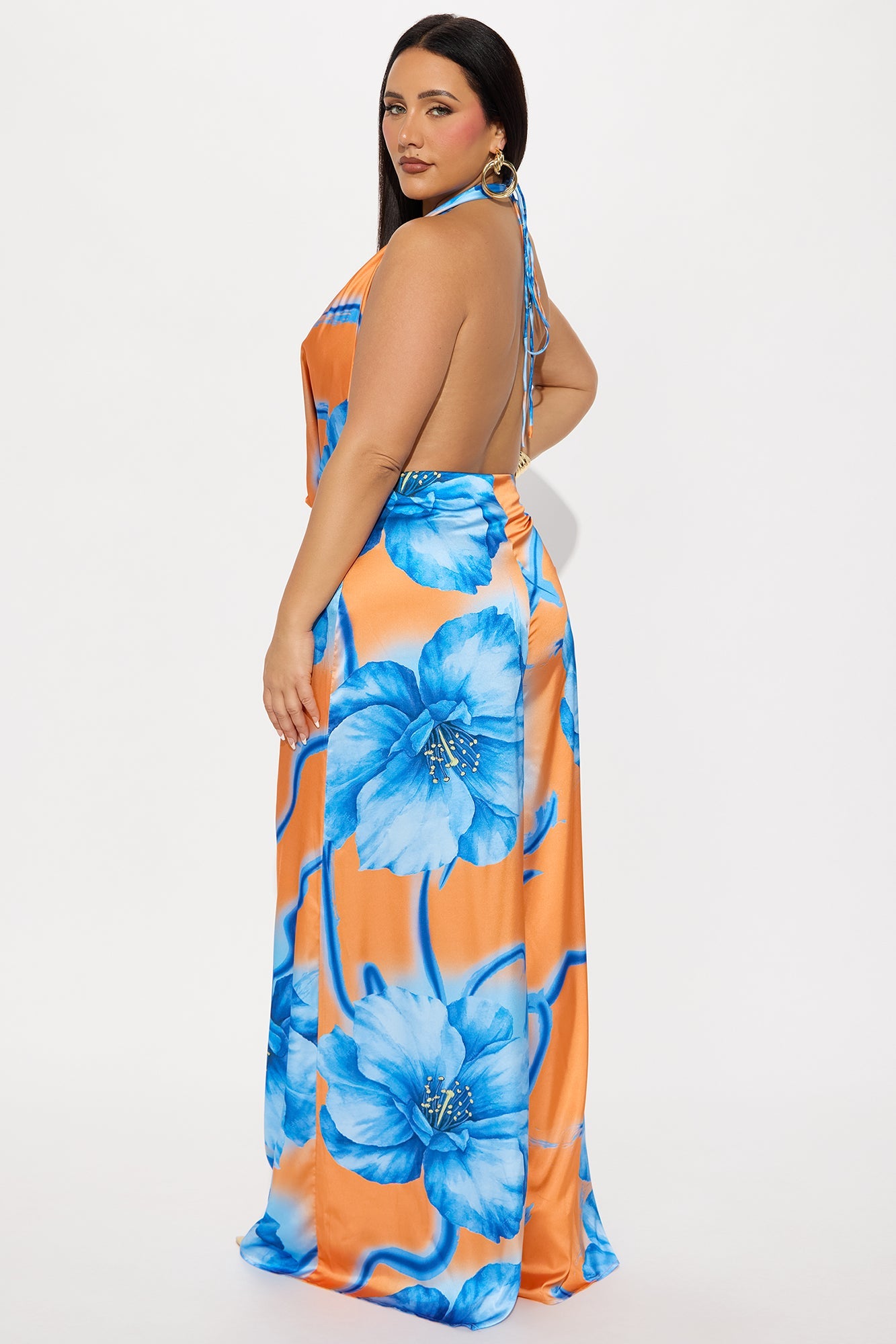Sun And Sips Satin Jumpsuit - Orange/combo
