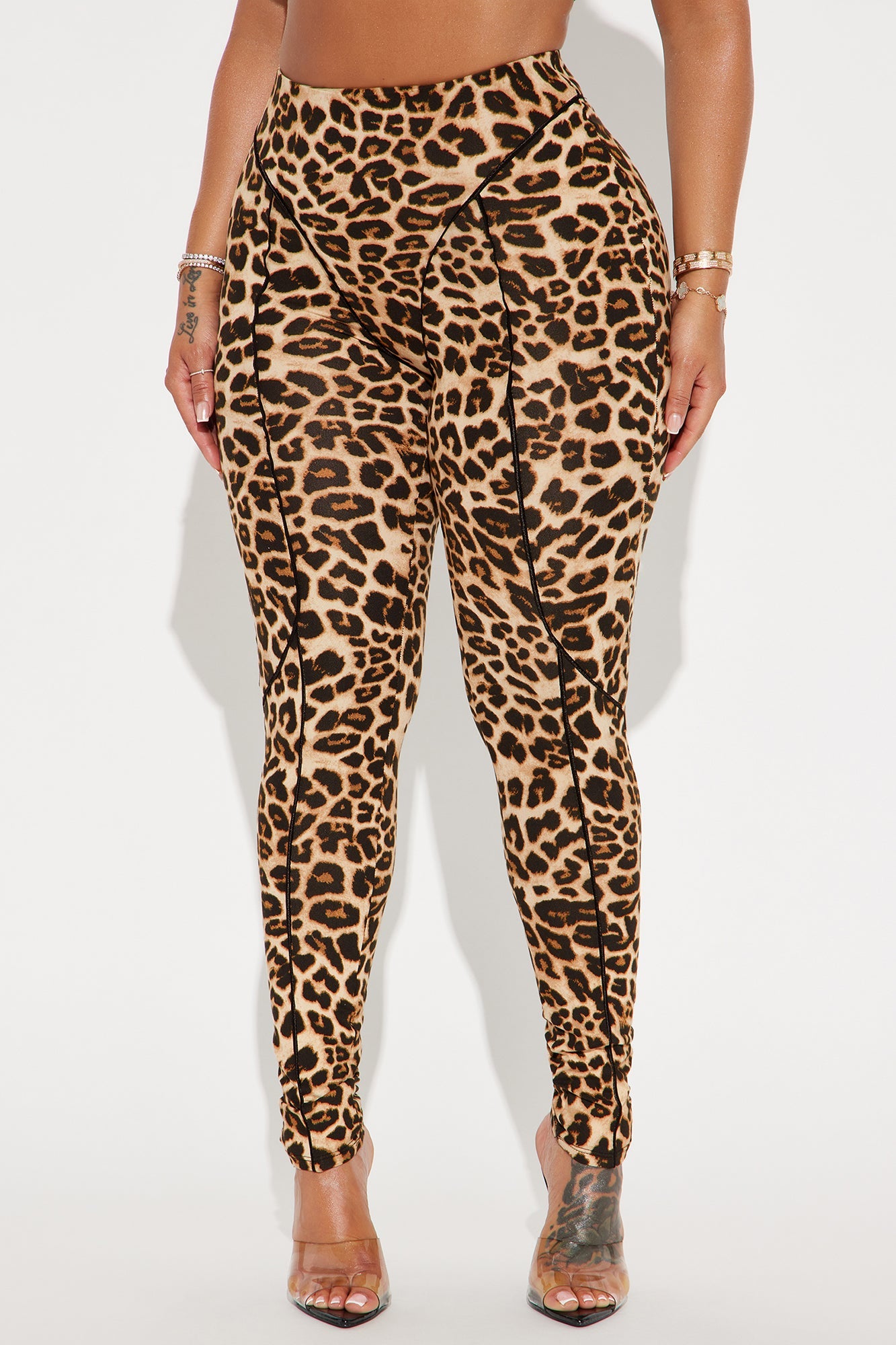 What A Catch Leopard High Rise Legging - Brown/combo