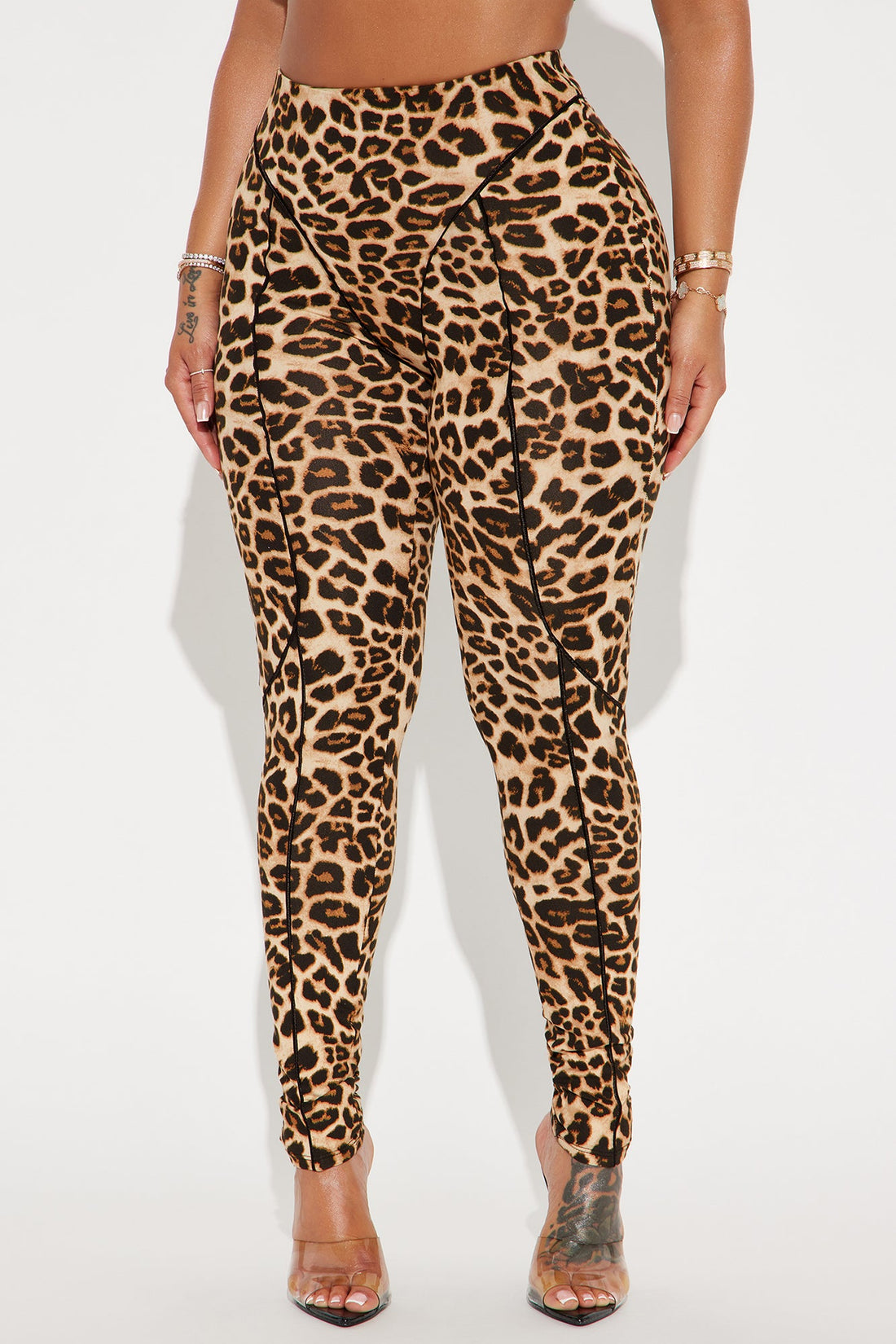 What A Catch Leopard High Rise Legging - Brown/combo