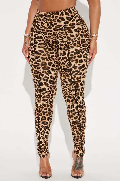 What A Catch Leopard High Rise Legging - Brown/combo