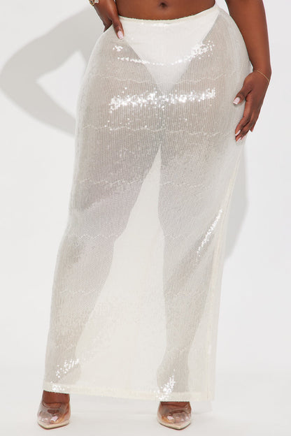 Delilah Sheer Sequin Maxi Skirt - Ivory