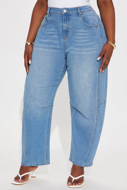 Topic Of Discussion Slim Barrel Leg Jeans - Medium Wash