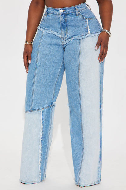Mon Amour Wide Leg Denim Jeans - Medium Wash