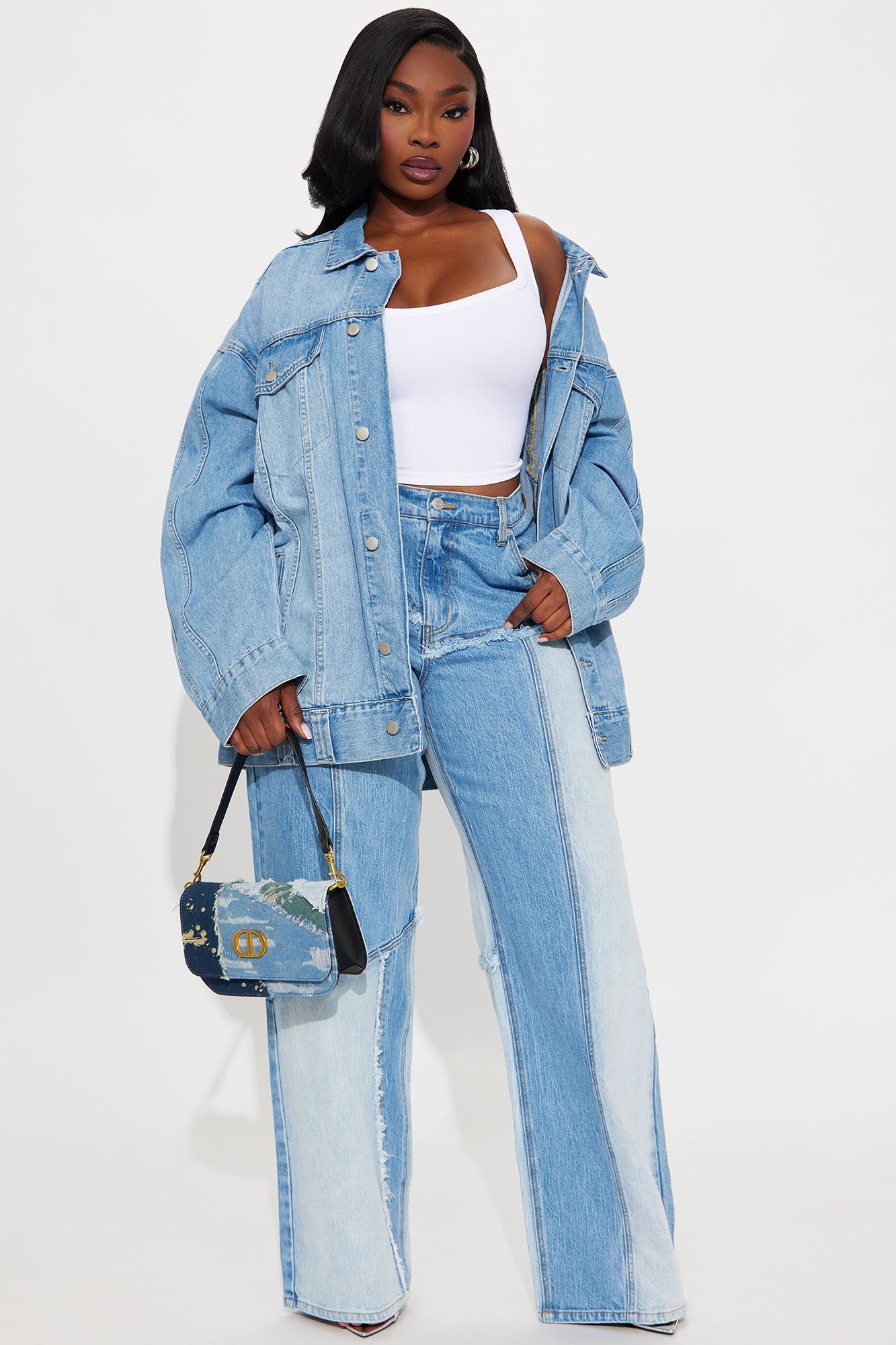 Mon Amour Wide Leg Denim Jeans - Medium Wash