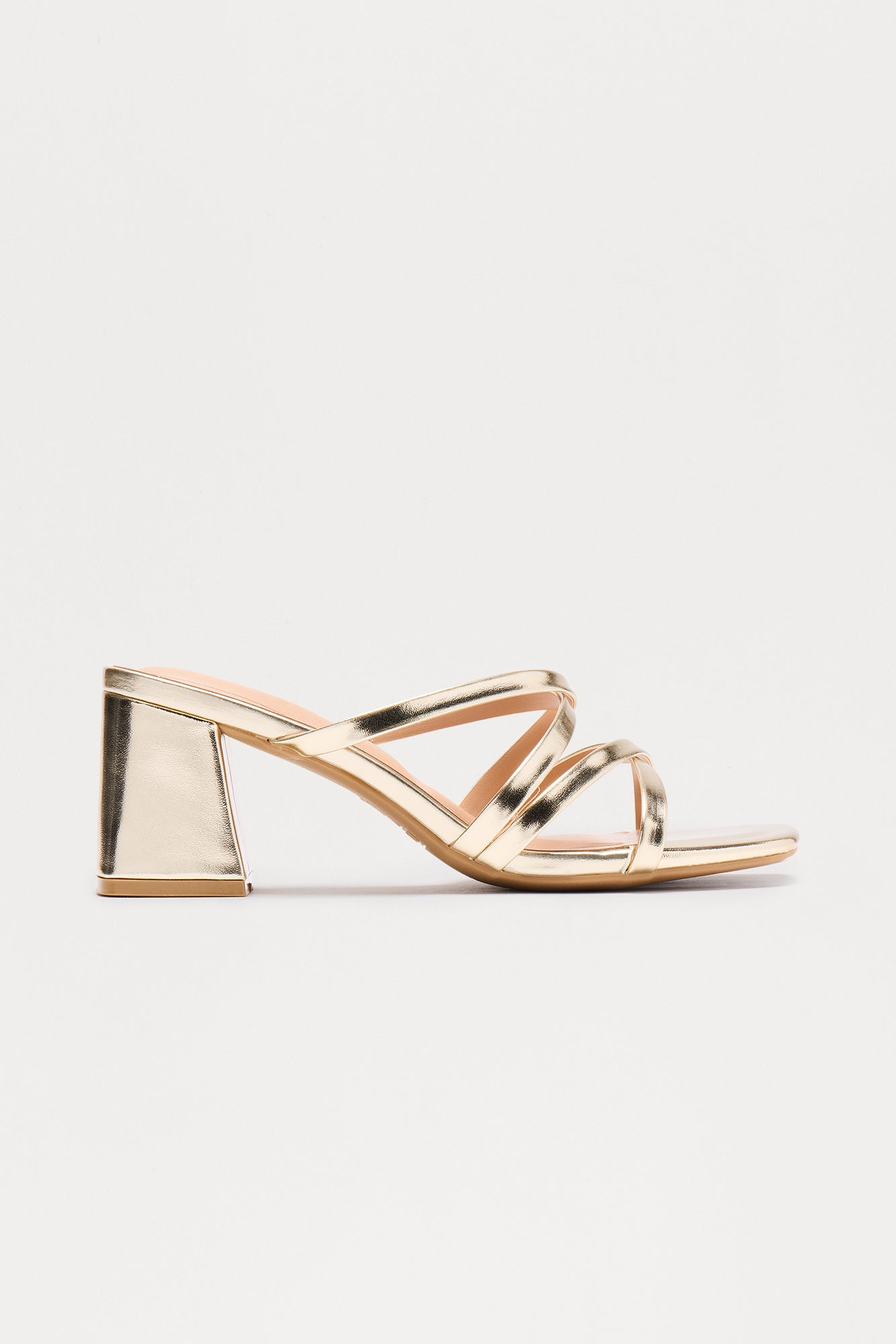 Queena Faux Leather Mules - Gold
