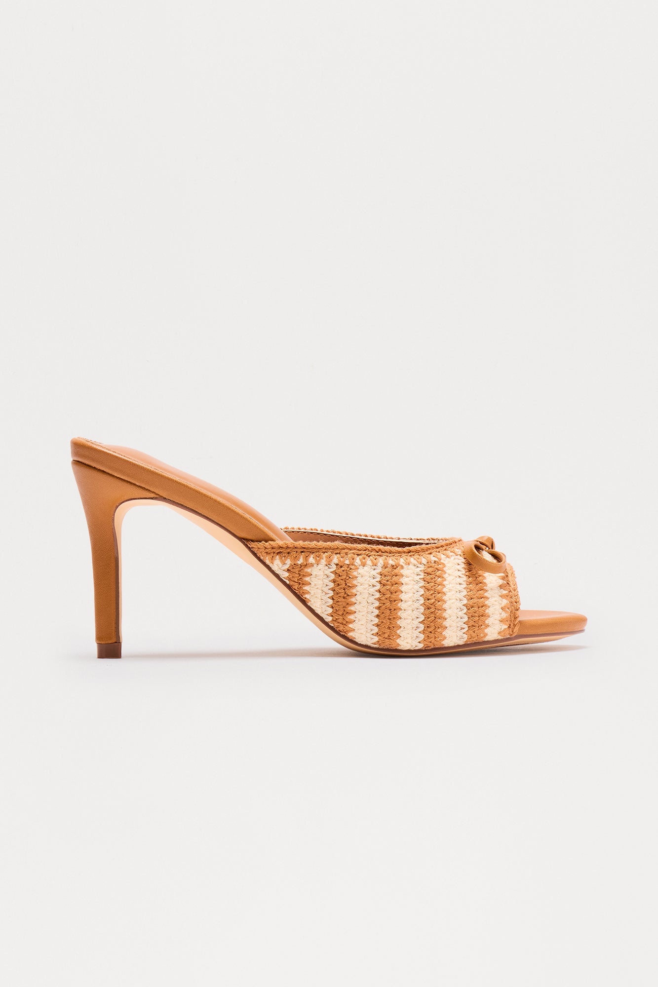 Minnie Bow Crochet Mules - Tan