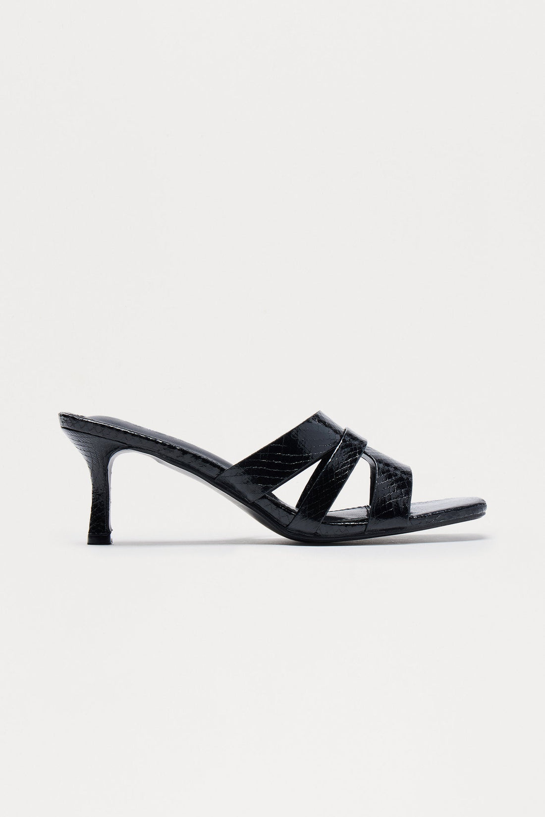 Soma Snake Skin Print Mules - Black