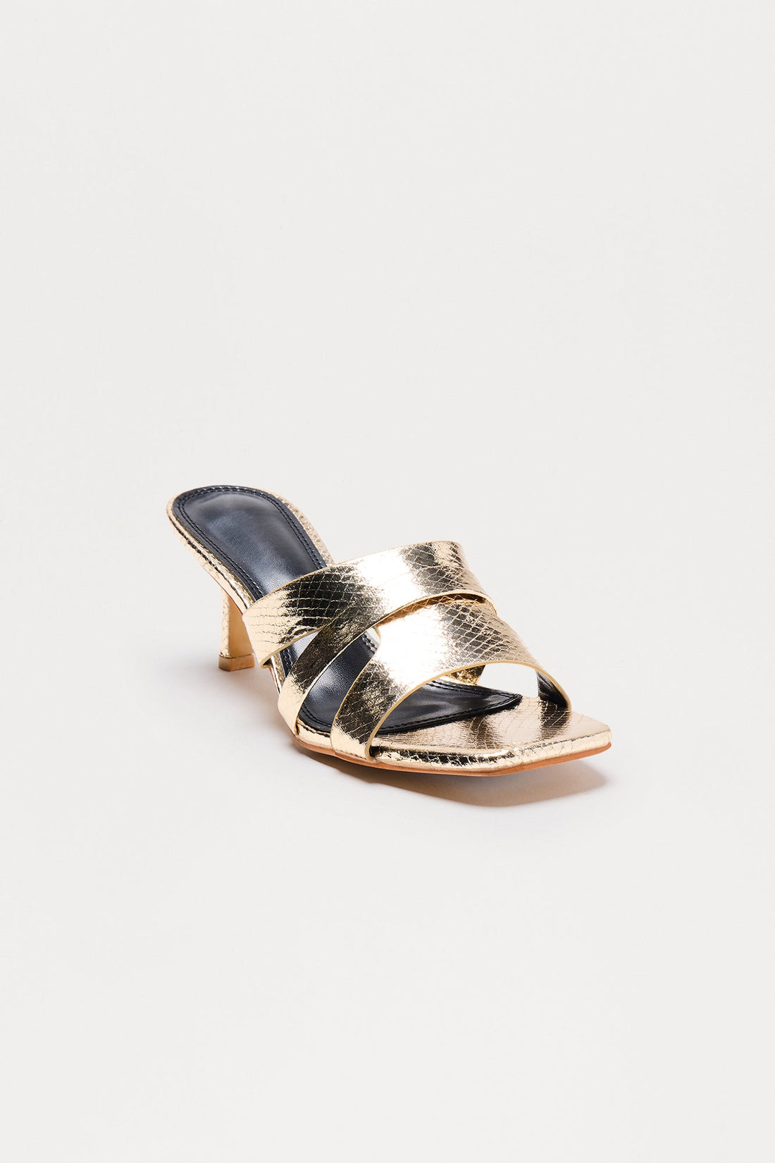 Soma Snake Skin Print Mules - Gold