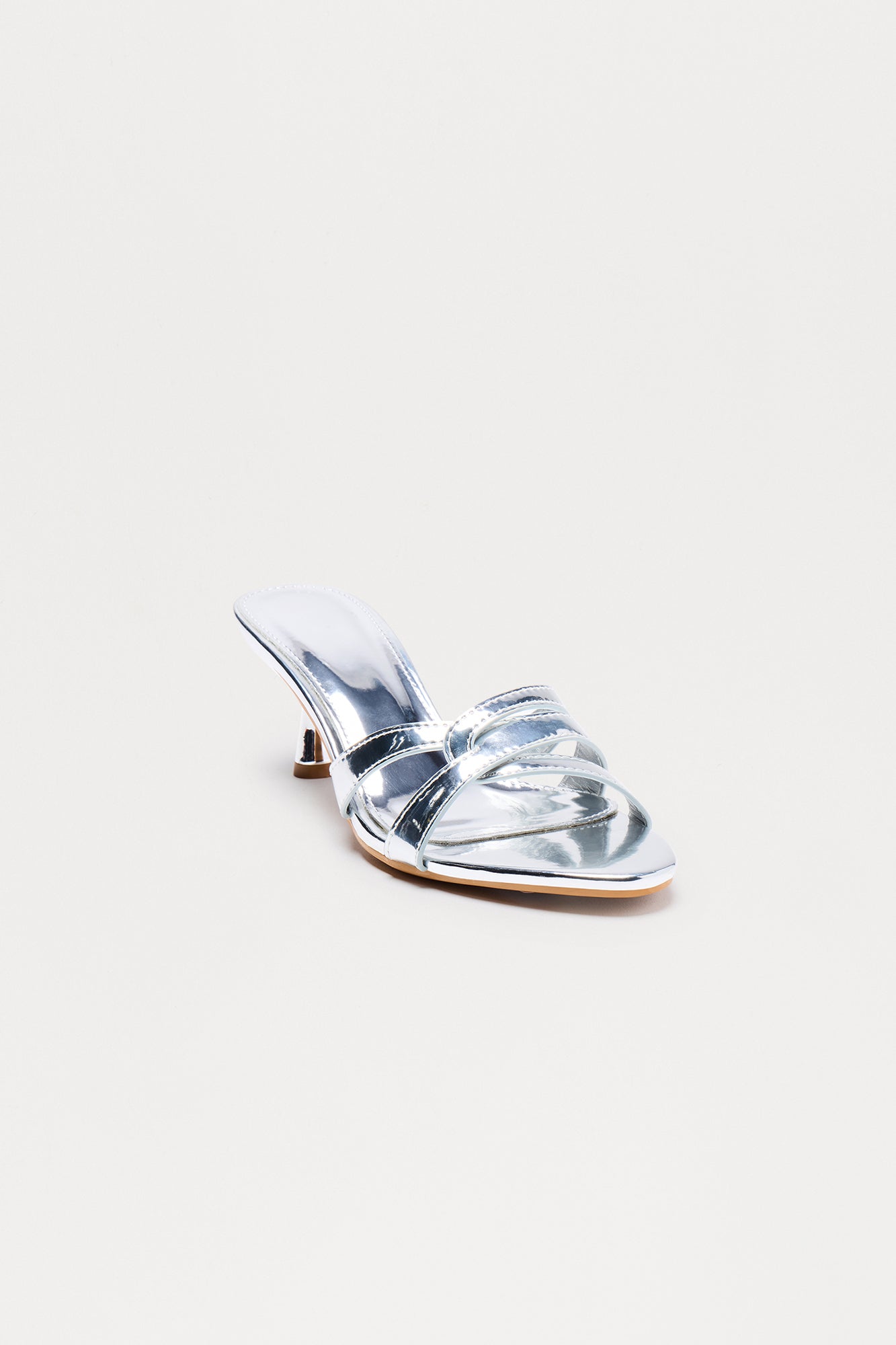 Sachi Faux Patent Mules - Silver