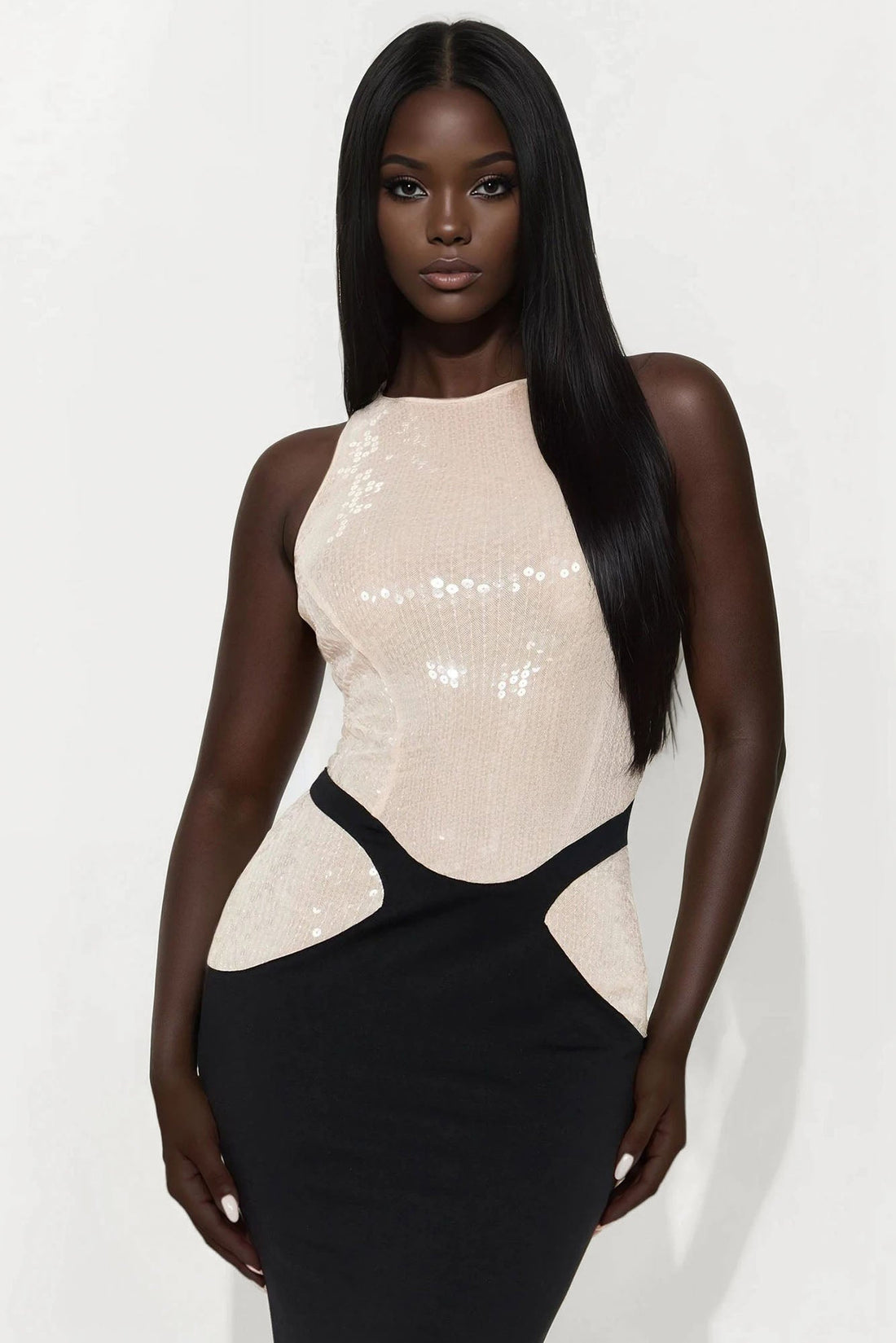 Sparkling Blush Maxi Dress - Black/combo