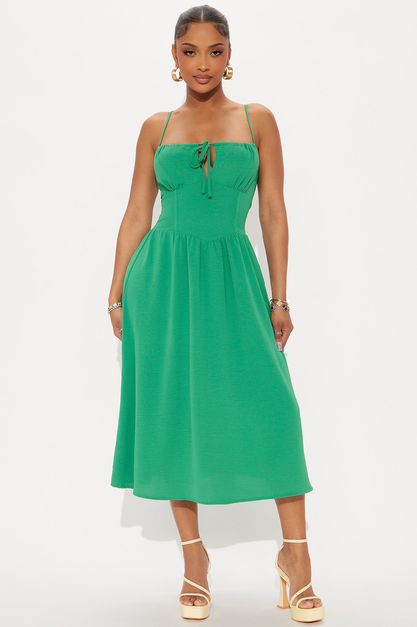 Lily Corset Midi Dress - Kelly Green