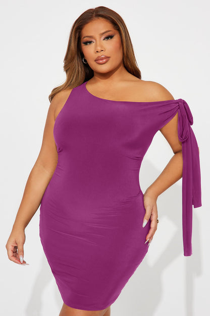 Olympia One Shoulder Mini Dress - Magenta