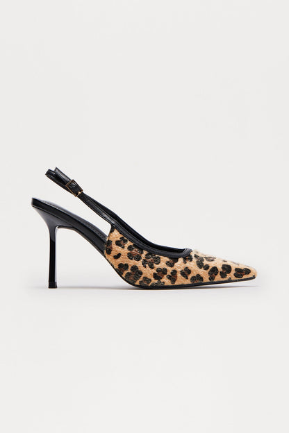 Mariposa Faux Fur Slingback Pumps - Leopard