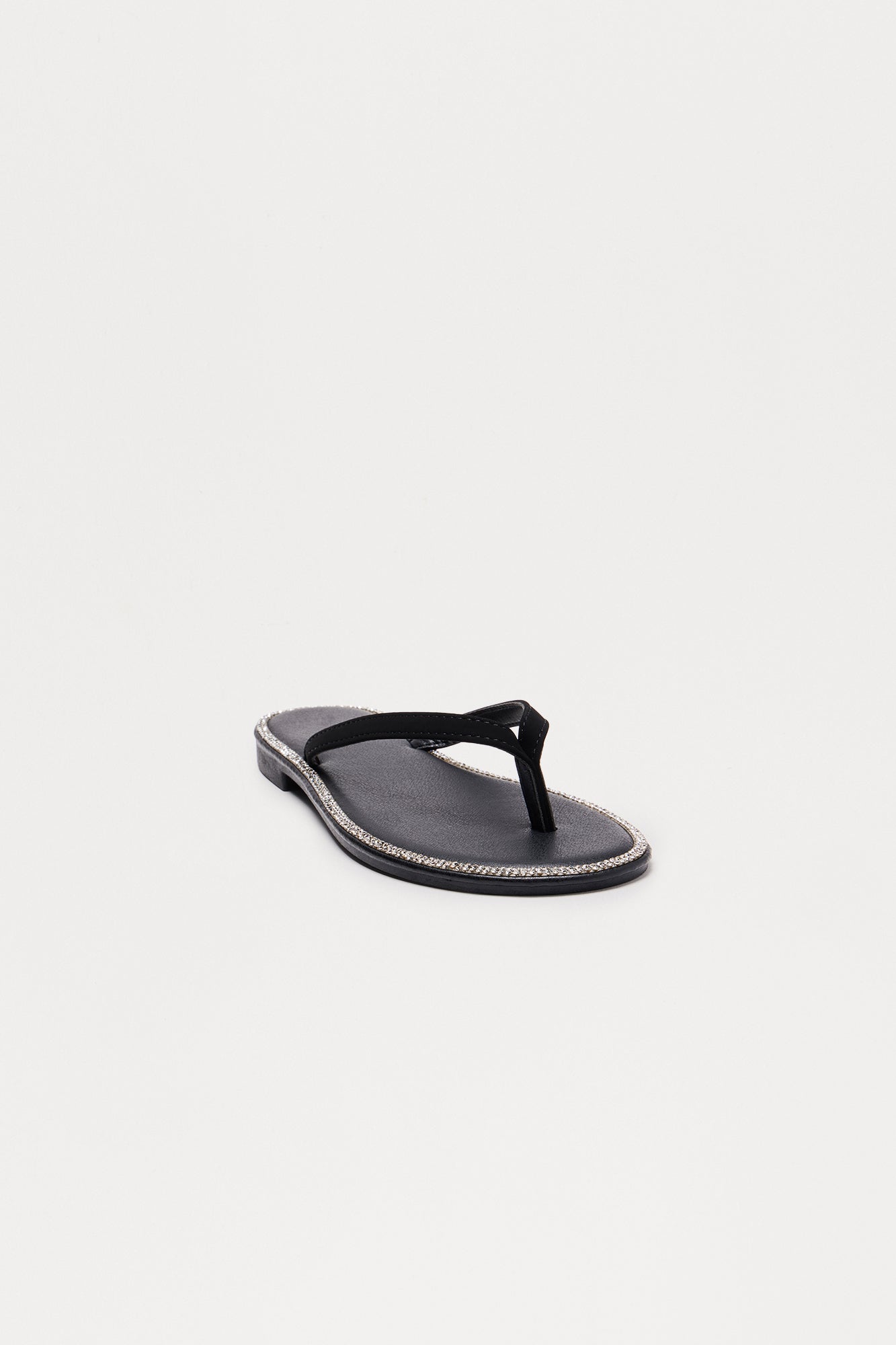 Topaz Rhinestone Flip Flops - Black