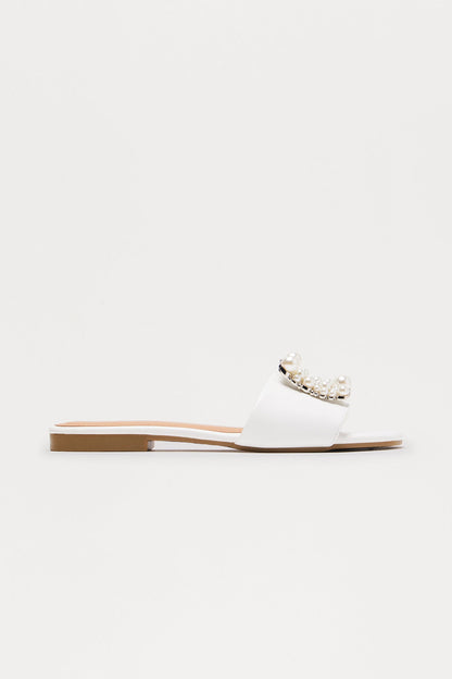Winnie Pearl Slip On Sandals - White