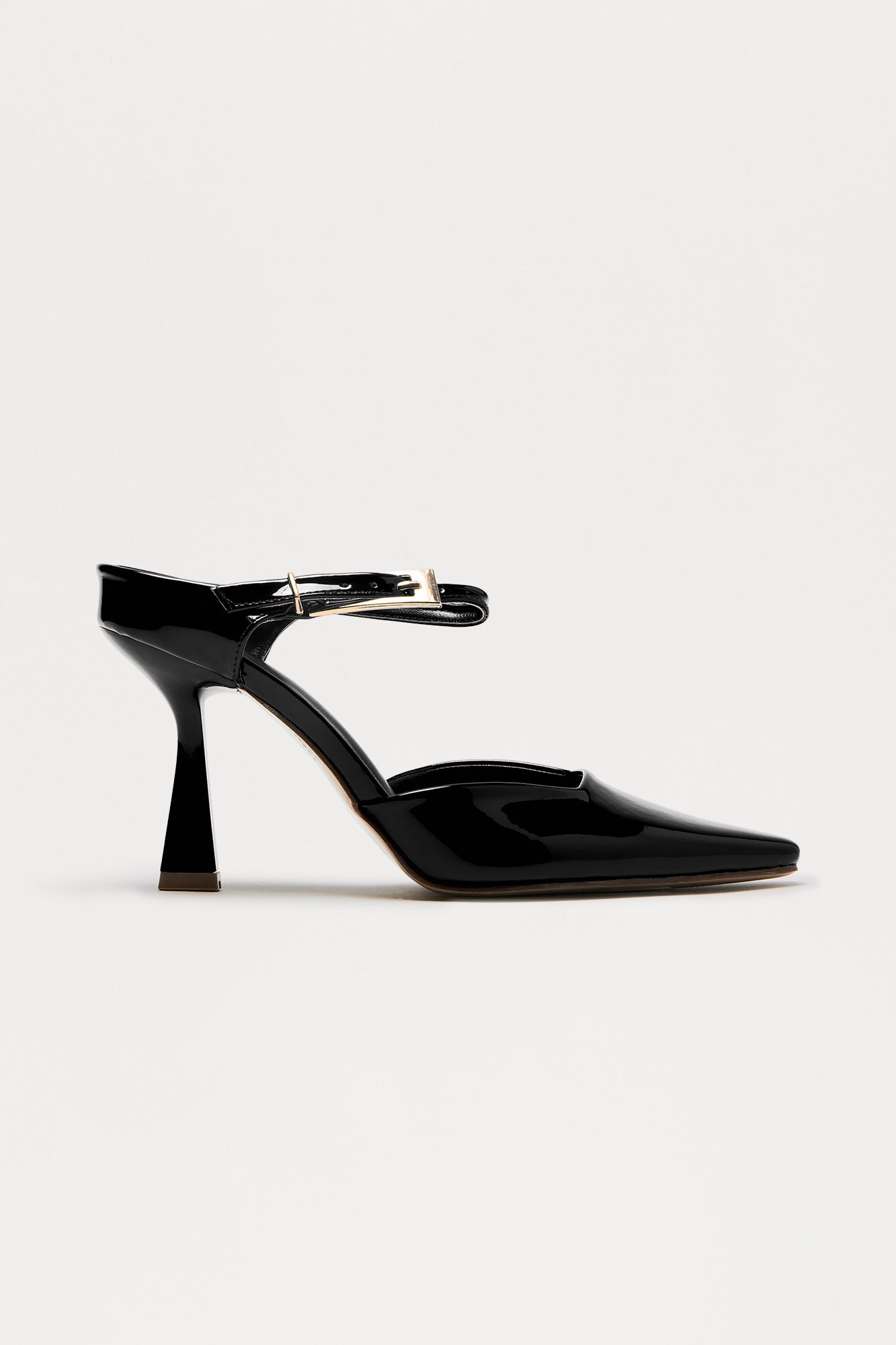 Vonda Buckle Faux Patent Pumps - Black