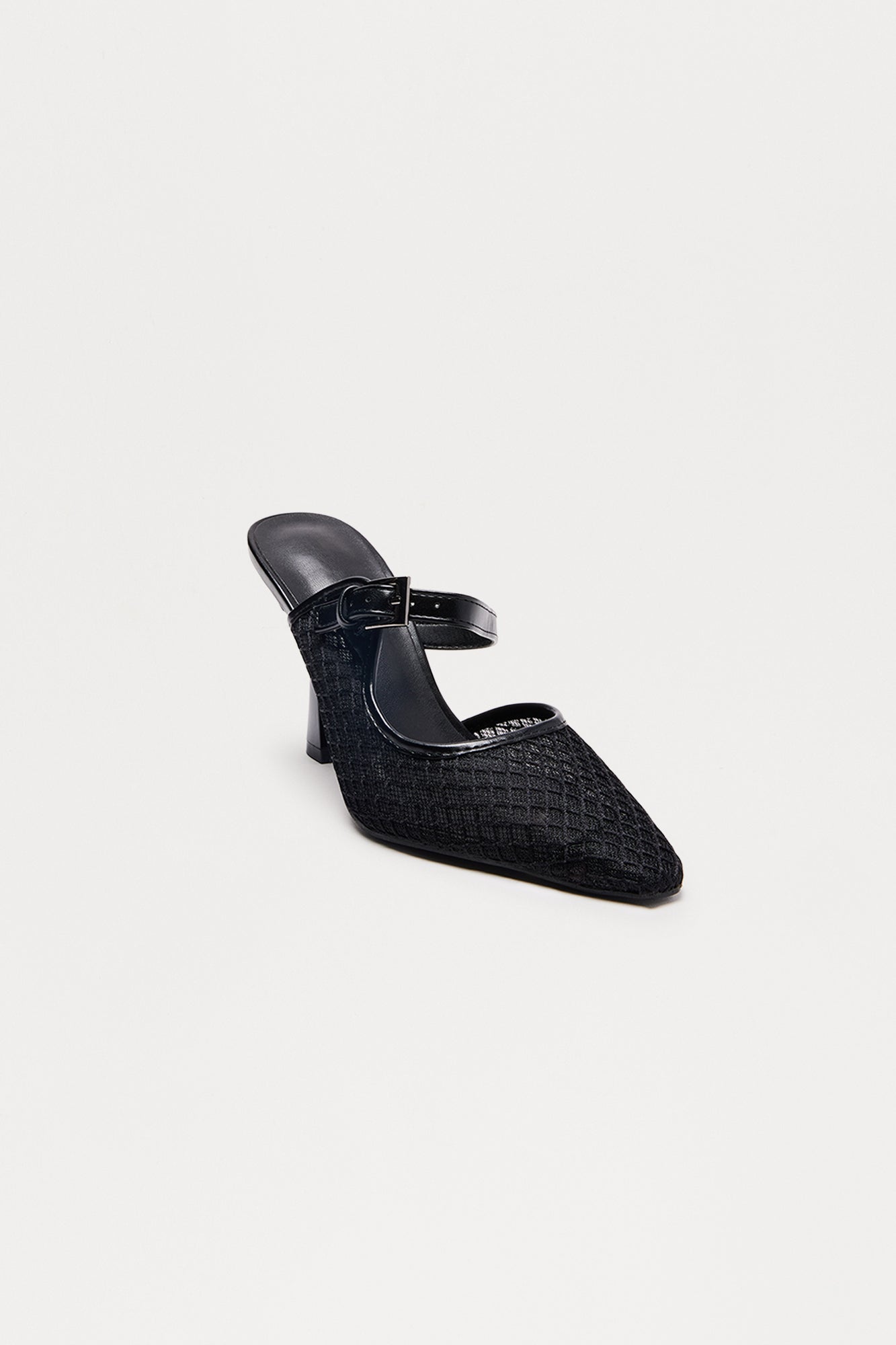 Deidra Buckle Fishnet Pumps - Black