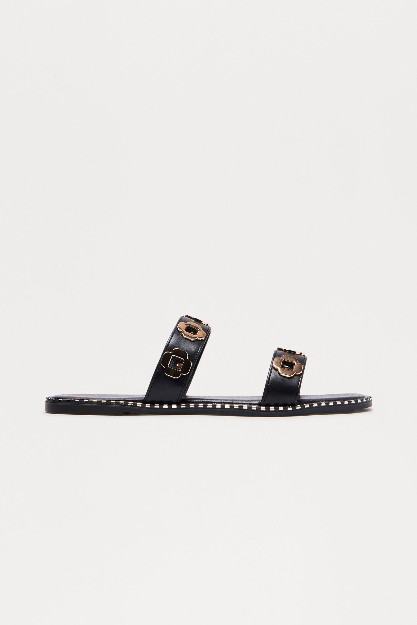 Cleo Hardware Slip On Sandals - Black