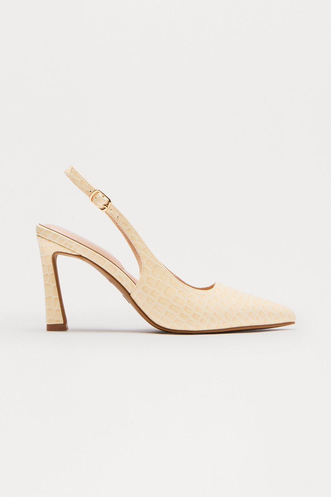 Tate Croc Slingback Pumps - Beige